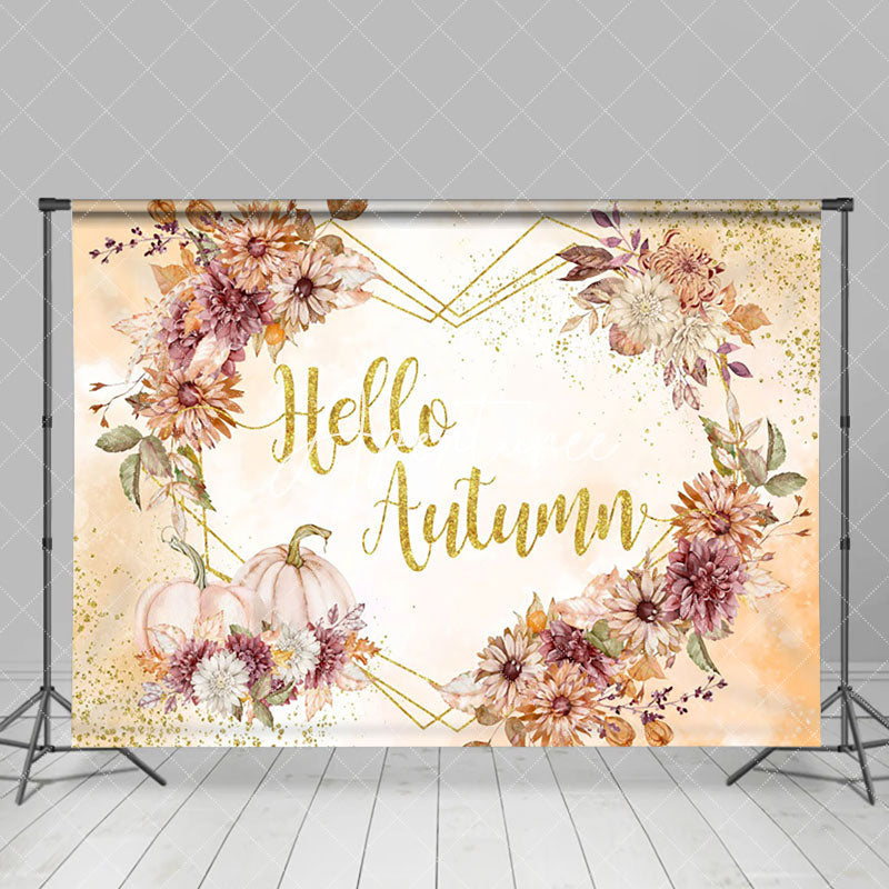 Aperturee - Floral Pumpkin Hello Autumn Sweet Season Fall Backdrop