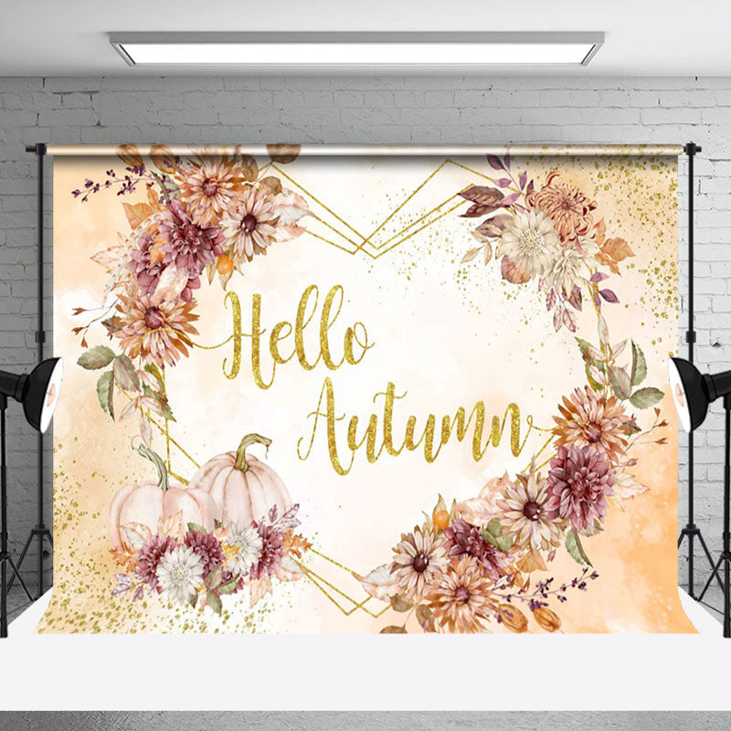 Aperturee - Floral Pumpkin Hello Autumn Sweet Season Fall Backdrop