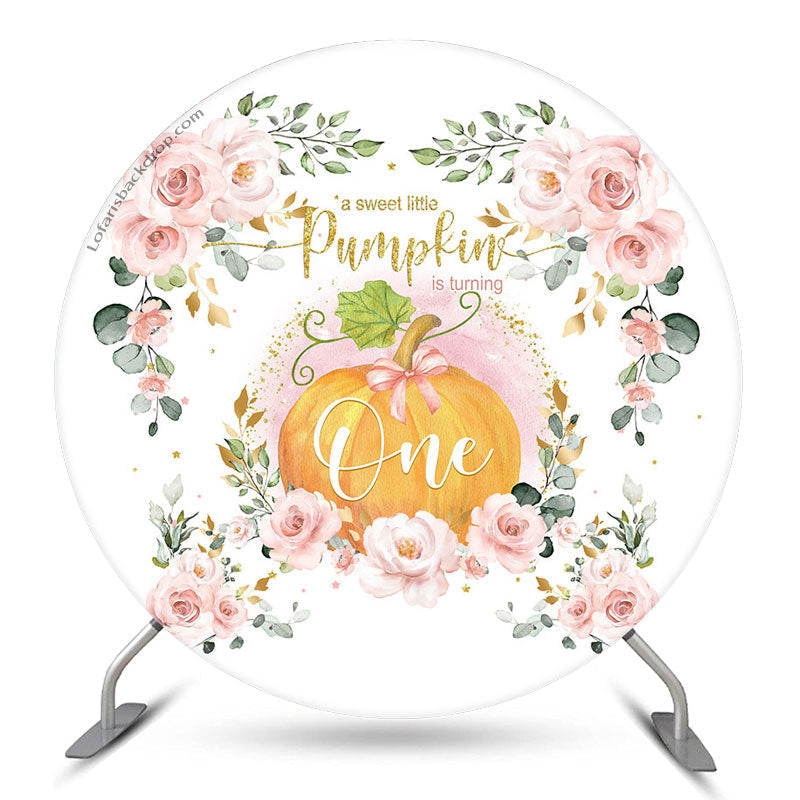 Aperturee Floral Pumpkin Is Turning One Round Birthday Backdrop