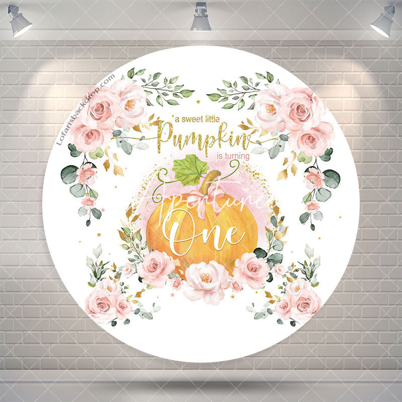 Aperturee Floral Pumpkin Is Turning One Round Birthday Backdrop