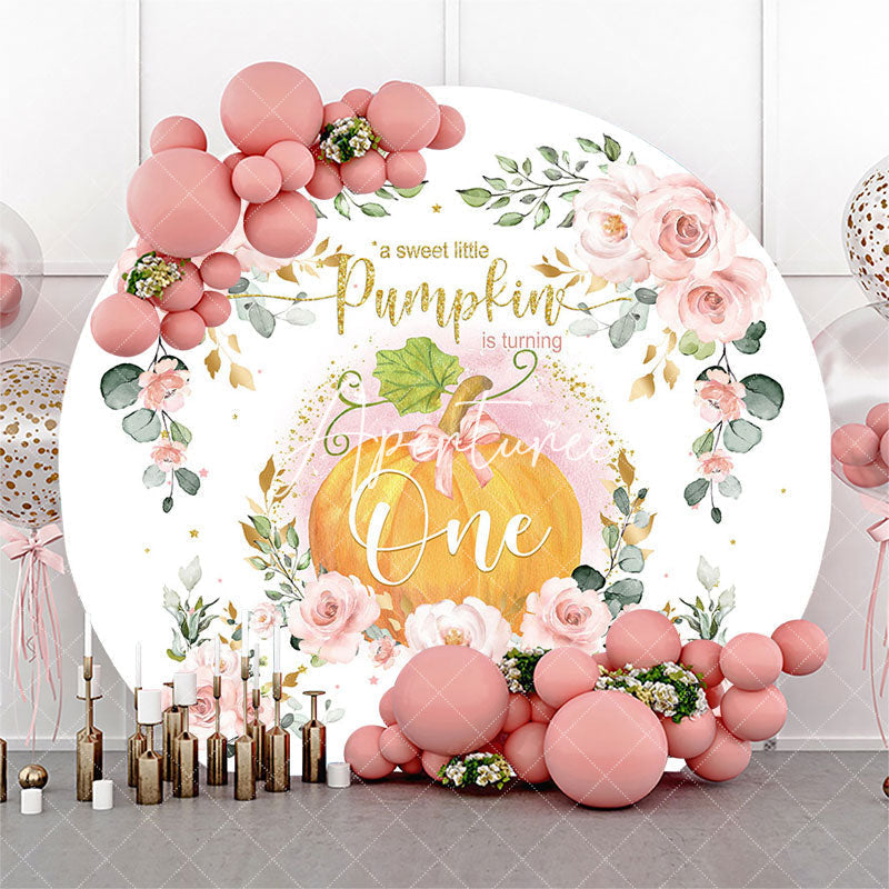 Aperturee Floral Pumpkin Is Turning One Round Birthday Backdrop