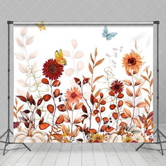 Aperturee - Floral Pumpkins Butterflies Thanksgiving Backdrop