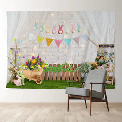 Aperturee - Floral Rabbit Spring Egg Hunter Holiday Backdrop