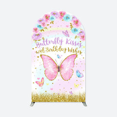 Aperturee - Floral Rainbow Butterfly Arch Backdrop For Birthday