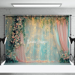 Aperturee - Floral Romantic Light Tulle Curtain Photo Backdrop