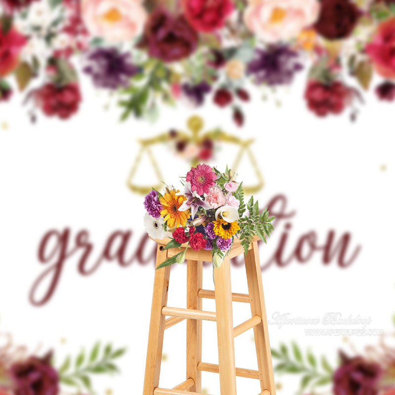 Aperturee - Floral Scale Graduation Party Backdrop For Photo