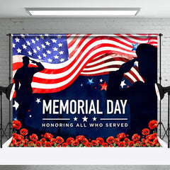 Aperturee - Floral Soldier Star American Flag Memorial Backdrop