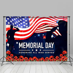 Aperturee - Floral Soldier Star American Flag Memorial Backdrop