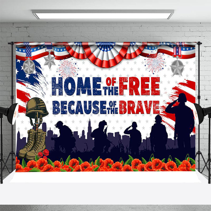 Aperturee - Floral Soldier USA Flag Independence Day Backdrop