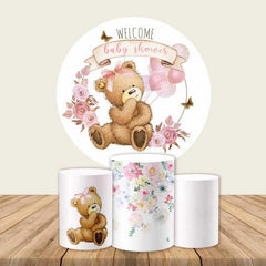 Aperturee Floral Teddy Bear Balloons Baby Shower Backdrop Kit