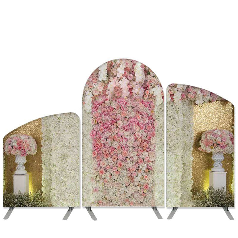 Aperturee Floral Theme Pink And White Wedding Decro Arch Backdrop Kit