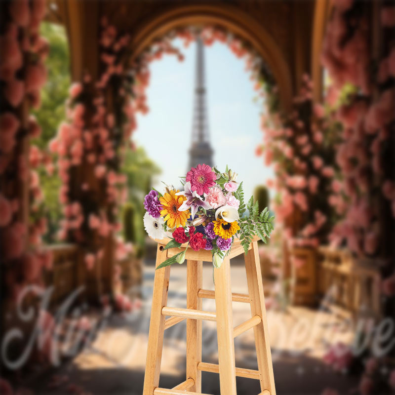 Aperturee - Floral Tower Arched Corridor Photo Spring Backdrop