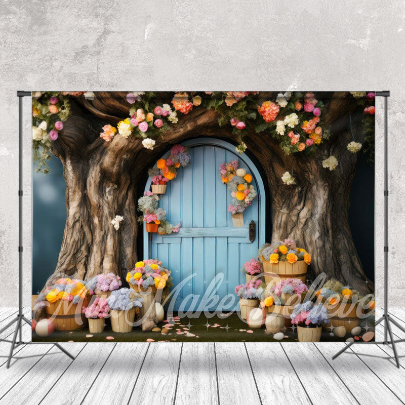 Aperturee - Floral Tree House Photo Birthday Cake Smash Backdrop