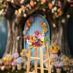 Aperturee - Floral Tree House Photo Birthday Cake Smash Backdrop