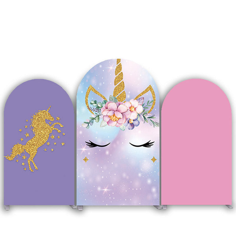 Aperturee Floral Unicorn With Horse Glitter Arch Backdrop Kit