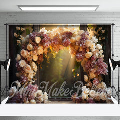 Aperturee - Floral Vine Arch Door Bokeh Forest Flower Backdrop