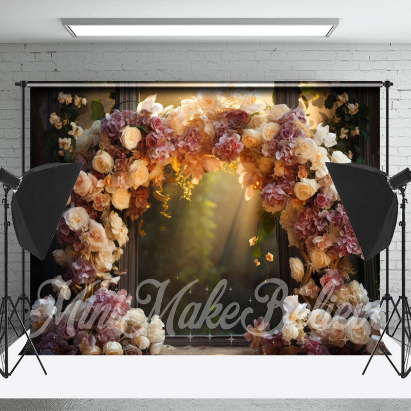 Aperturee - Floral Vine Arch Door Bokeh Forest Flower Backdrop