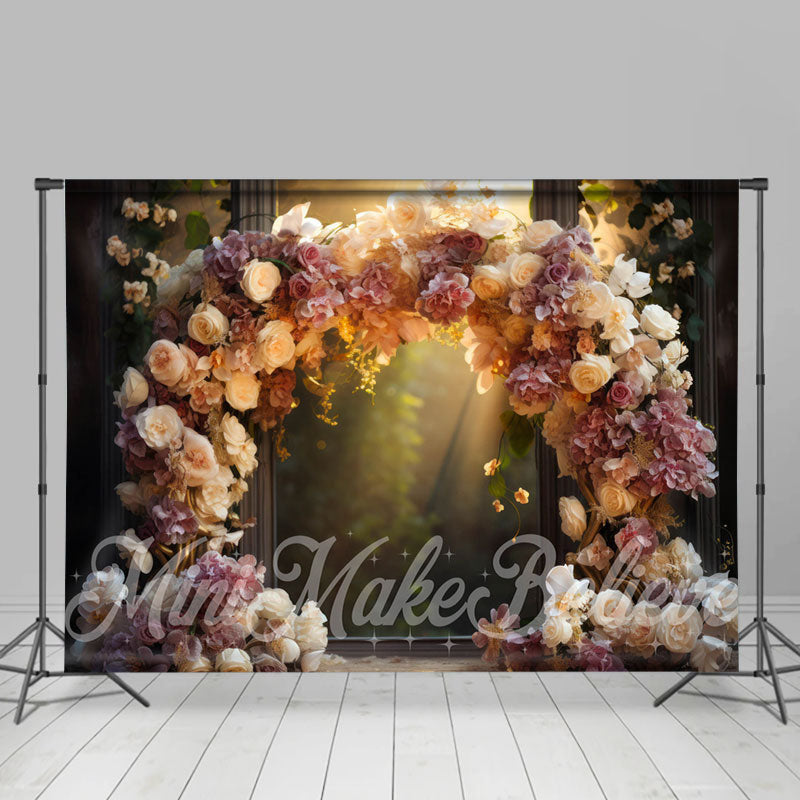 Aperturee - Floral Vine Arch Door Bokeh Forest Flower Backdrop