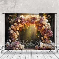 Aperturee - Floral Vine Arch Door Bokeh Forest Flower Backdrop