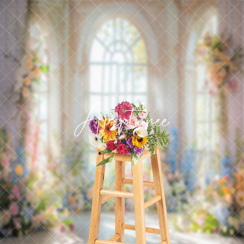 Aperturee - Floral Warm Sunlight Window Backdrop For Wedding