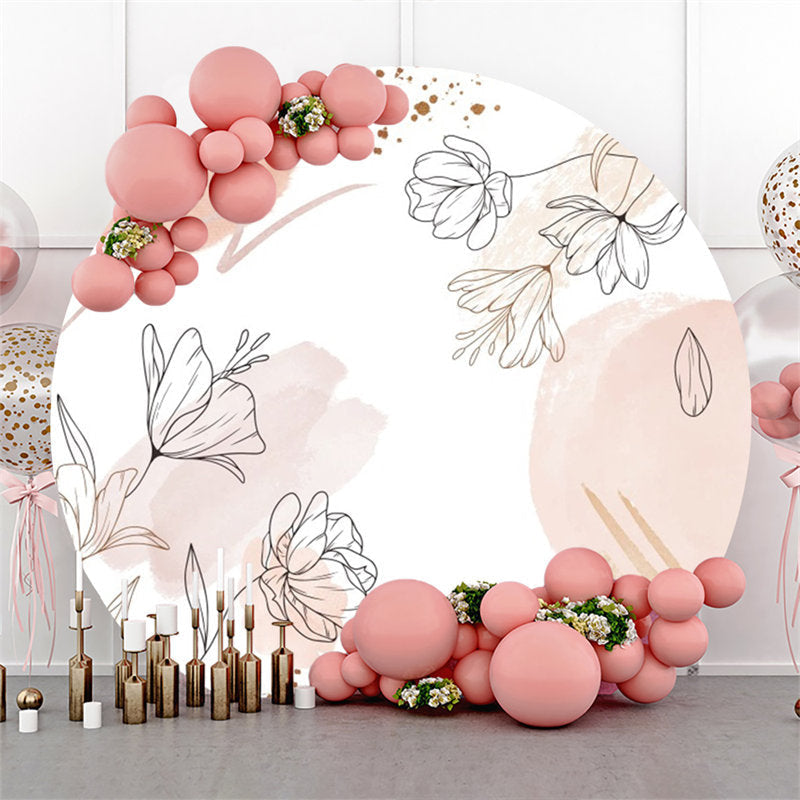 Aperturee - Floral Watercolor Boho Round Happy Birthday Backdrop