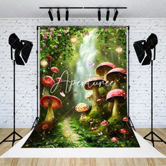 Aperturee - Floral Waterfall Mushrooms Grass Photography Backdrop