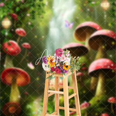 Aperturee - Floral Waterfall Mushrooms Grass Photography Backdrop