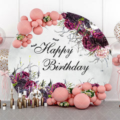 Aperturee Floral Web Halloween Circle Happy Birthday Backdrop