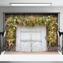 Aperturee - Floral White Board Door Birthday Cake Smash Backdrop