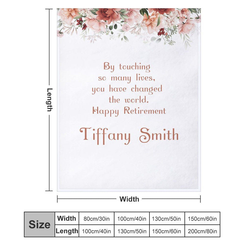 Aperturee - Floral White Simple Custom Name Retirement Blanket