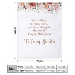 Aperturee - Floral White Simple Custom Name Retirement Blanket