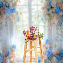 Aperturee - Floral White Transparent Window Backdrop For Wedding