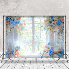 Aperturee - Floral White Transparent Window Backdrop For Wedding