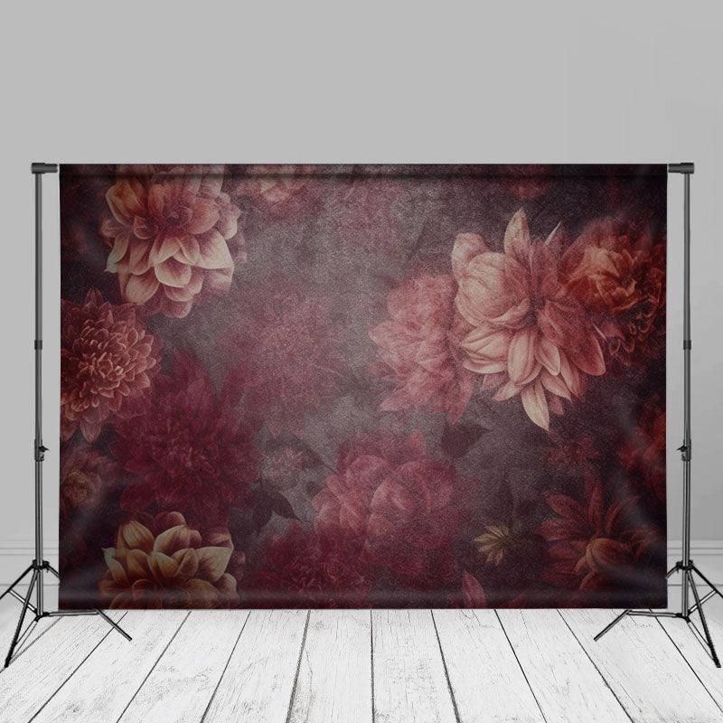 Aperturee - Floral Wine Red Fine Art Maternity Photo Backdrop