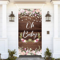 Aperturee - Floral Wooden Board Texture Baby Shower Door Cover