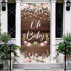 Aperturee - Floral Wooden Board Texture Baby Shower Door Cover