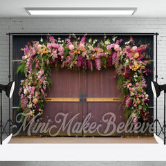 Aperturee - Floret Brown Wood Door Birthday Cake Smash Backdrop