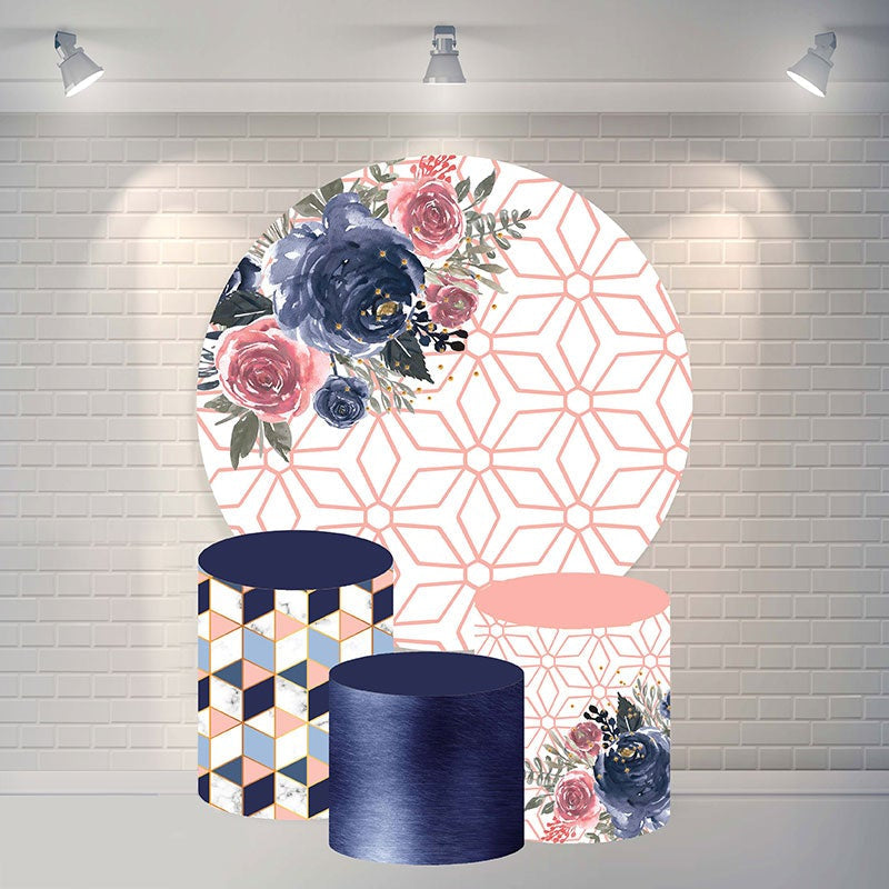 Aperturee Flower And Geometry Circle Happy Birthday Backdrop