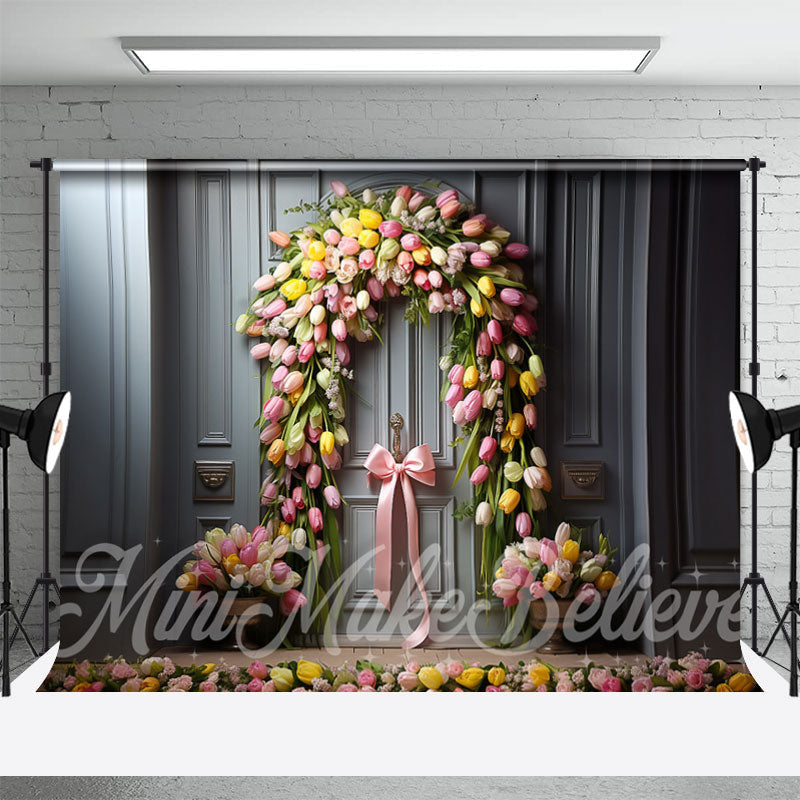 Aperturee - Flower Bow Decoration Retro Door Spring Backdrop