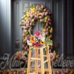 Aperturee - Flower Bow Decoration Retro Door Spring Backdrop