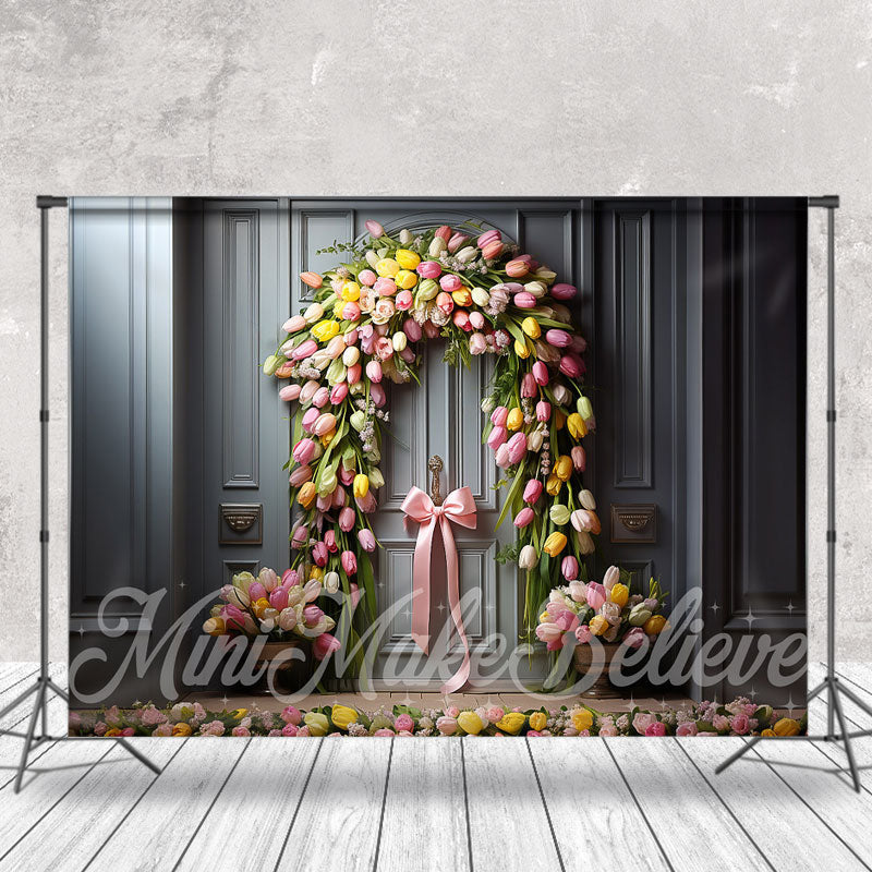 Aperturee - Flower Bow Decoration Retro Door Spring Backdrop