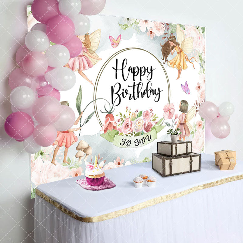 Aperturee - Flower Fairy Fairyland Birthday Backdrop For Gril