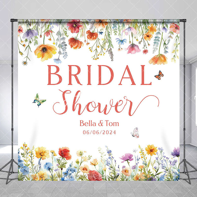 Aperturee - Flowers Butterfly Custom Bridal Shower Backdrop