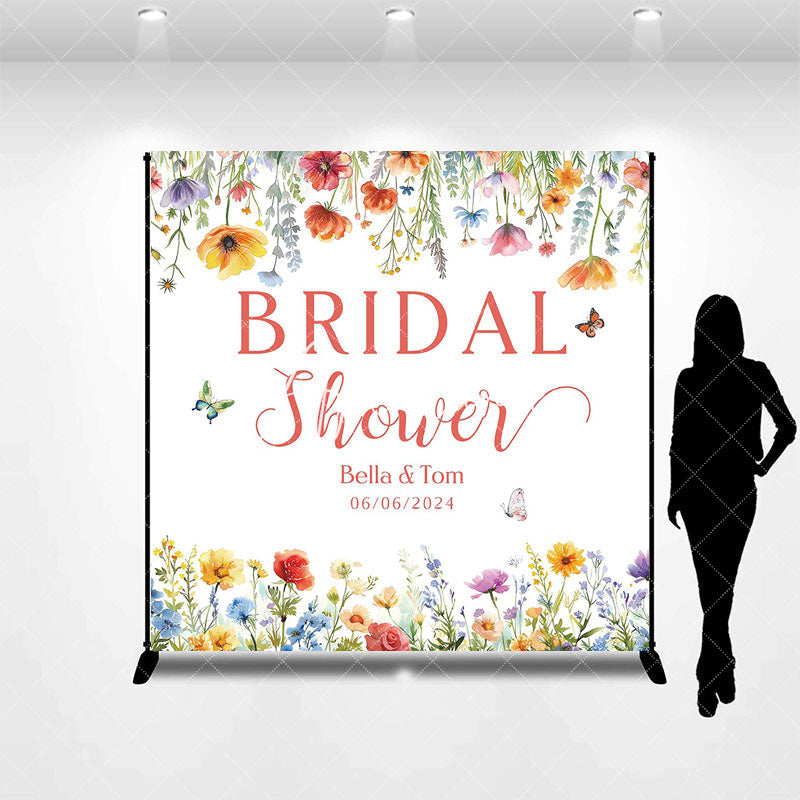 Aperturee - Flowers Butterfly Custom Bridal Shower Backdrop