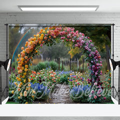 Aperturee - Flowers Decorated Arch Path Wedding Photo Backdrop