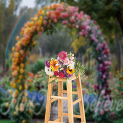 Aperturee - Flowers Decorated Arch Path Wedding Photo Backdrop