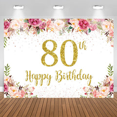 Aperturee - Flowers Lovely Happy 80Th Birthday Backdrop For Women