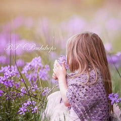 Aperturee - Flowers Sunset Purple Flowers Photography Backdrop