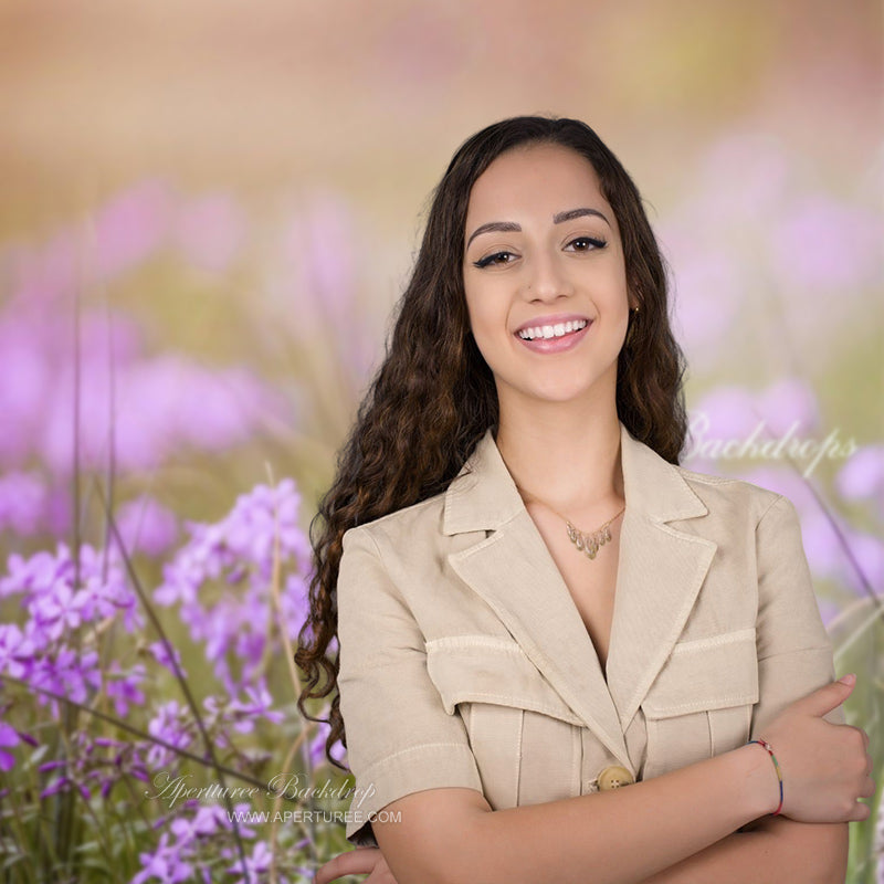 Aperturee - Flowers Sunset Purple Flowers Photography Backdrop