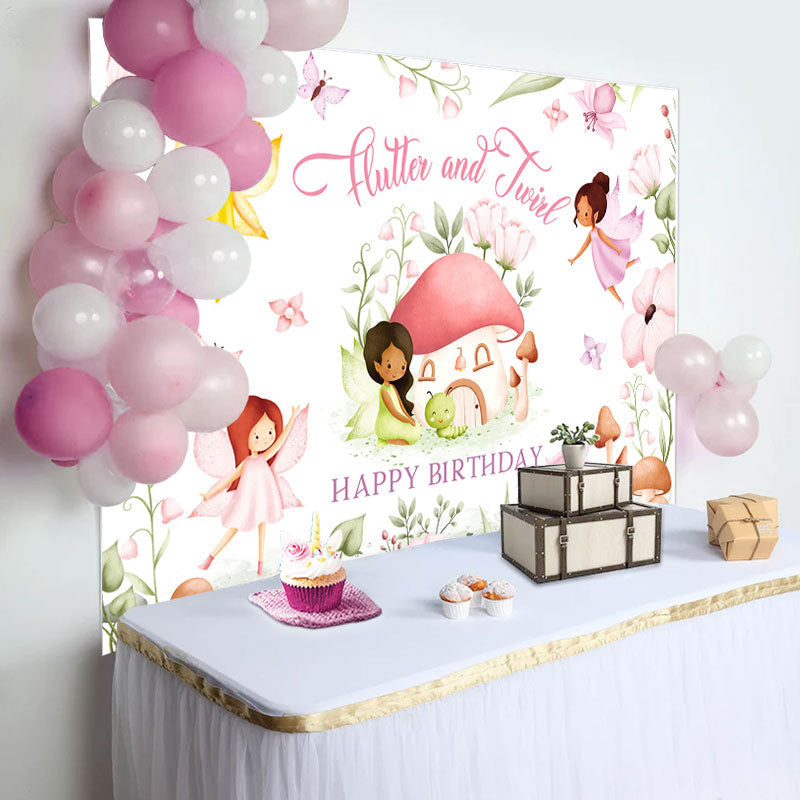 Aperturee - Flutter And Twirl Fairy Happy Birthday Backdrop